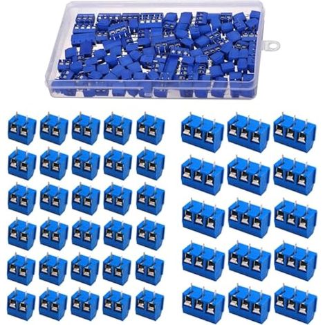 150 Pièces 5mm PCB Vis Connecteur, Bornier à Souder Bleu, 2/3 Broches Bornier à Vis de PCB Circuit Imprimé pour Arduino