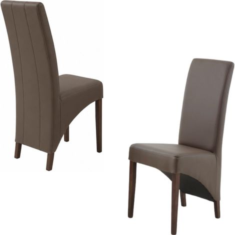 Lot de 2 chaises BASIKA marron taupe en similicuir – Style vintage (1/4)
