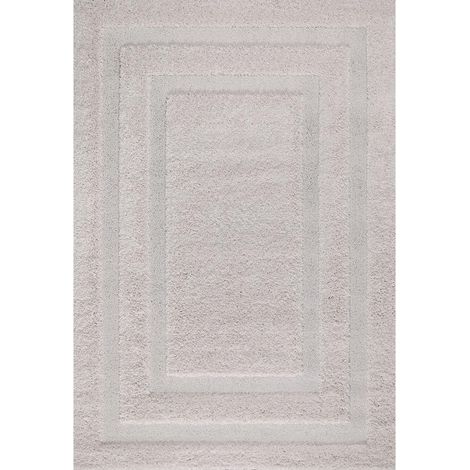 Tapis salon et chambre 80x150 beige rectangle tissé motif faux uni KOULA