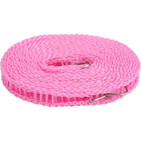 Corde à linge extérieure portable, antidérapante, 5 m, épaisse (rose) (1/5)