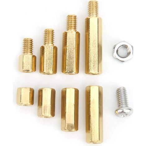 Pack of 120 M4 male and female hexagonal standoffs in brass and 304 stainless steel for PCBs, motherboard assortment kit with storage box (1/4)