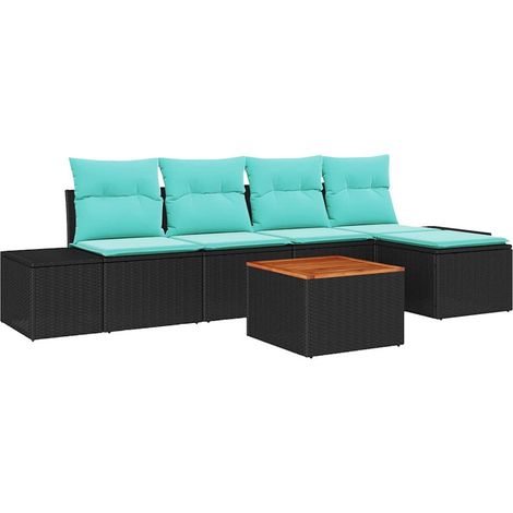 Garden Sofa Set 6 pcs Black Poly Rattan vidaXL (1/5)