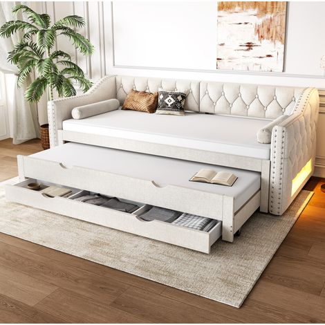 lit simple 90x200 avec lit gigogne et tiroirs OKMYHOME (1/5)