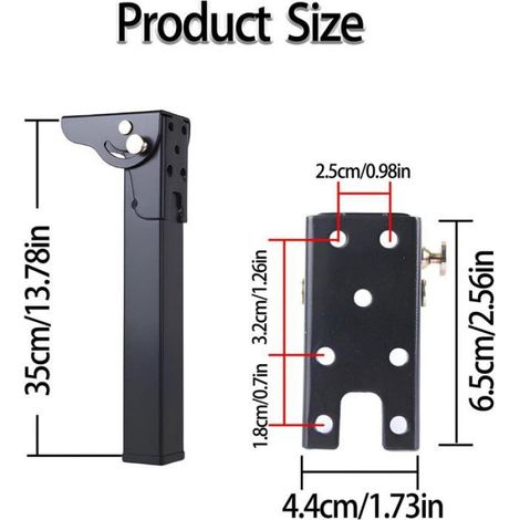 Pieds pliables en métal - - Hauteur 35 cm - Métal robuste - Résistant aux chocs - Imperméable - Antirouille (1/5)