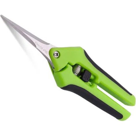 Sécateur en acier inoxydable avec revêtement antiadhésif et poignée ergonomique pour le jardinage (vert).