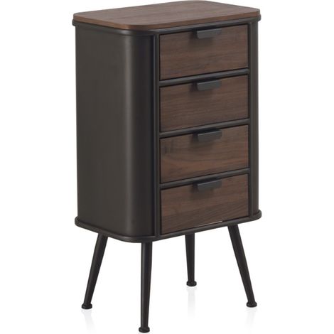 Commode en métal avec plateau et 4 tiroirs en bois (1/5)