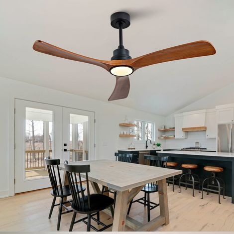 Ventilatore da soffitto con luce 132 cm nero e noce scuro, motore DC reversibile - CHICFURN (1/5)