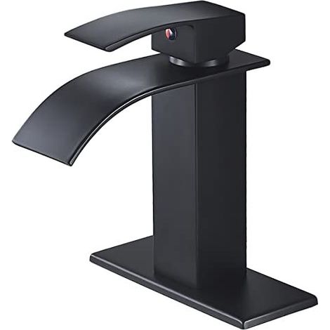 Moderne Wasserfall-Waschtischarmatur, Standardausführung: Höhe 19 cm (7,5 Zoll), schwarz