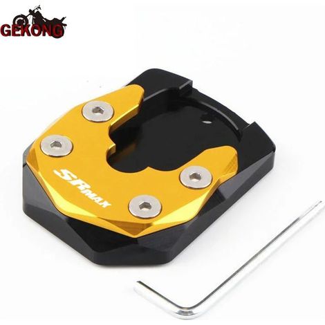 (SRMAx-Gold) Béquille latérale CNC pour moto, extension de support, compatible avec Aprilia SRMAX 250 et 300 (SRMAX250, SRMAX300 maxpower). (1/4)