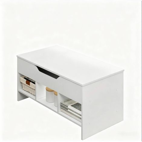 Mesa elevable de salón con almacenaje blanca 96 x 45 cm HOMVRA (1/5)