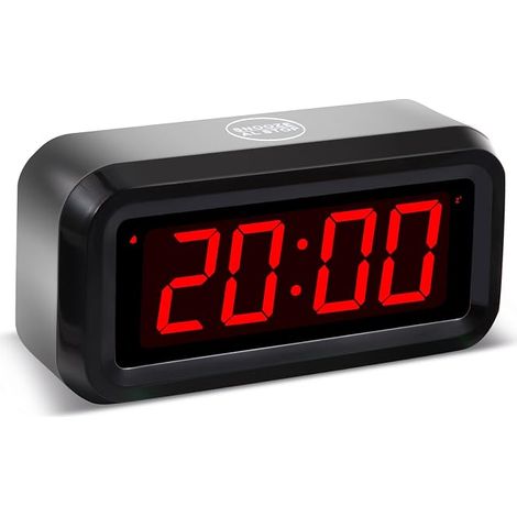 Digitaler Wecker, batteriebetriebener Wecker mit 3 einstellbaren Helligkeitsstufen, 12-/24-Stunden-Anzeige, Nickerchenfunktion und großem 1,2-Zoll-LED-Display neben dem Wecker im Schlafzimmer (1/5)