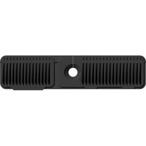 Tapis de robinet en silicone de 61 cm pour éviers de cuisine – comprend un bac de récupération derrière le robinet – protège le plan de travail contre les éclaboussures (noir, 61 cm x 14 cm x 2,1 cm) (1/5)