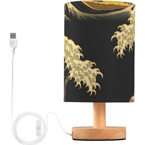 Yuiboo Lampe de bureau, table nuit, style vintage, grande vague (1/5)