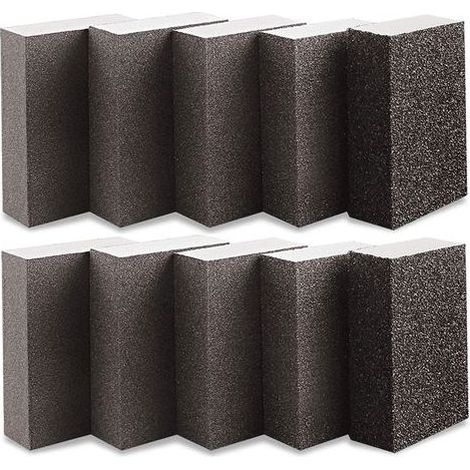 TAISHENGDA – Set di 10 spugne abrasive, blocchi abrasivi con grana 1000–1200, 70 x 100 x 25 mm, per levigatura a secco e a umido di legno, metallo e vernice, lavabili e riutilizzabili (1/5)