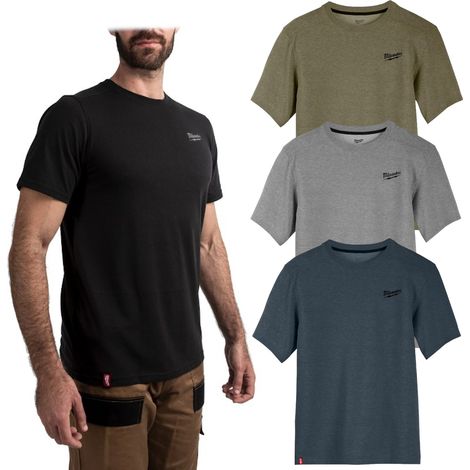 Milwaukee Arbeits T-Shirt grau, komfortabel und atmungsaktiv (1/4)
