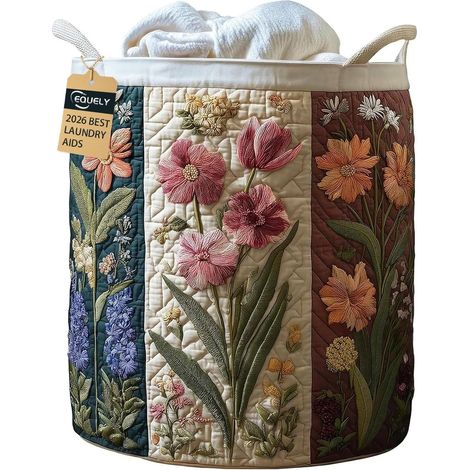 Panier à linge matelassé avec poignées - Panier de rangement pliable - Motif gaufré 3D - Doublure en polyéthylène imperméable - Grande capacité - Organisateur pliable pour chambre à coucher, chambre