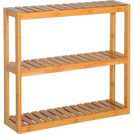 Woltu – Étagère en bambou réglable 60x15x54 cm – Meuble de rangement salle de bain – Installation facile – Bords polis pour éviter les dommages