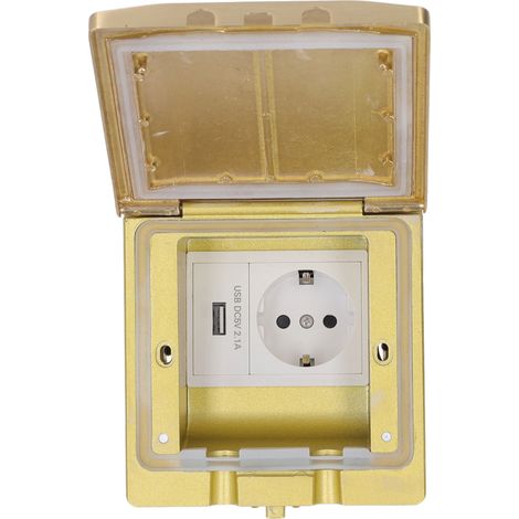 Prise de sol standard européenne, prise de sol étanche USB encastrée à clapet pour usage domestique, 250 V (1/5)