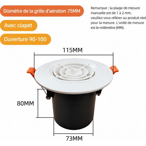 Bouche d'aération circulaire VMC diffuseur hélicoïdal N° 24 75 mm 24 75mm 11,5 × 11,5 × 8 cm 110 g – Livraison gratuite