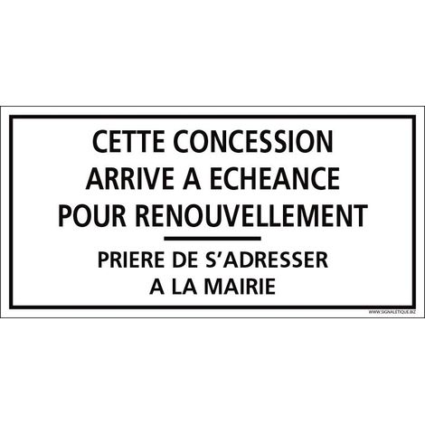 PLAQUE CONCESSION CIMETIÈRE (G1607). Plastique PVC 1,5 mm .  - Plastique PVC 1,5 mm
