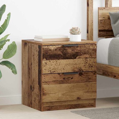 Cabinet de chevet avec tiroir 2 pcs-Lot de 2 Table de nuit-Table de chevet Bois ancien 45 x 39 x 50cm (1/5)