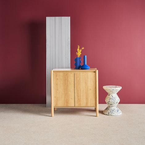 Buffet décor bois 2 portes naturel - 80 x 42 x 78.5 cm - Harmony (1/5)