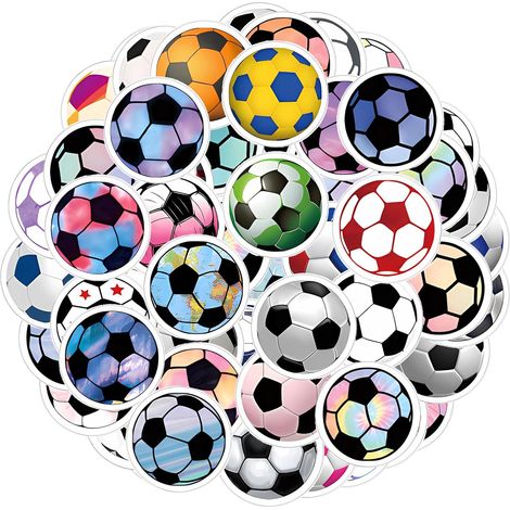 KOWOLL 60 autocollants de football imperméables, pour ballons de football, bouteilles d'eau, ordinateurs portables, voitures, bagages et téléphones portables. (1/5)