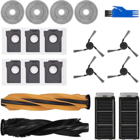 Zubehör Ersatz Kompatibel für Dreame L50/L50S/L40s Pro Ultra, X50 Ultra Complete, MOVA V50/P50s Ultra Saugroboter, 1 Hauptbürste, 2 Filter, 4 Seitenbürsten, 4 Mopp Wischtücher, 6 Staubbeutel (1/5)