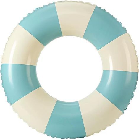 Aufblasbare Pool-Schwimmhilfe für Erwachsene, aufblasbare Schwimmhilfe mit Retro-Streifen, ideal für Strandurlaube und Poolpartys [cyan] (1/5)