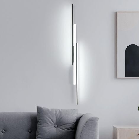 Applique Murale Interieur, Moderne 90cm 24W Noir Lampe Murale LED pour Chambre à Coucher Salon, Lumière Blanche 6500K (1/5)