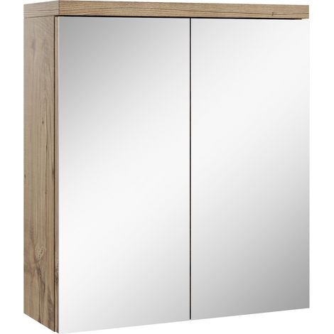 Badezimmer Spiegelschrank Toledo 60cm Kastanien Eiche – Stauraum
