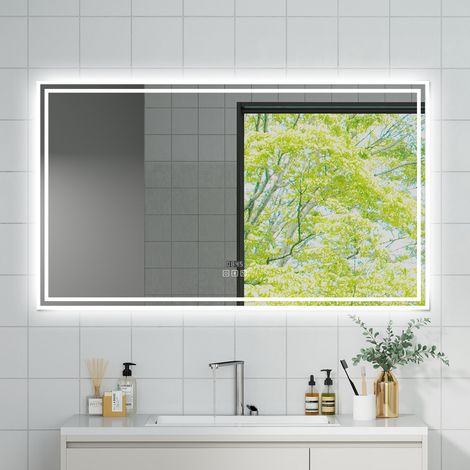 OCEAN Specchio da bagno con LED 160x80cm,Bluetooth,Orologio,3 colori,Dimmerabile, Antiappannamento,Memoria,IP44, Vetro HD,Doppio interruttore,Orizzontale/Verticale (1/5)