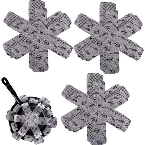 9 Pièces Protege Poele Protection Poele et Casserole Protege Casserole et Poele Dessous de Plats Protections de Casseroles Anti-Rayures 3 Tailles (26/35/38Cm) Gris (1/5)