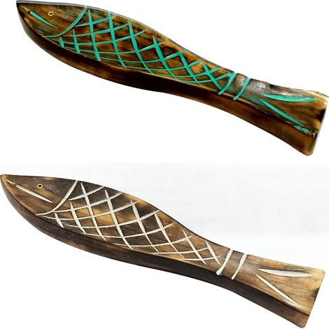 Brûleur d'encens en bois à motif de poisson (1/5)