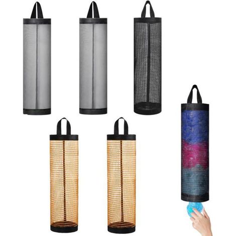Distributeur De Sacs En Maille - Rangement Mural Pour Sacs Poubelles Et Sacs Réutilisables - 6 Pièces (2 Bleus 2 Verts 2 Jaunes)