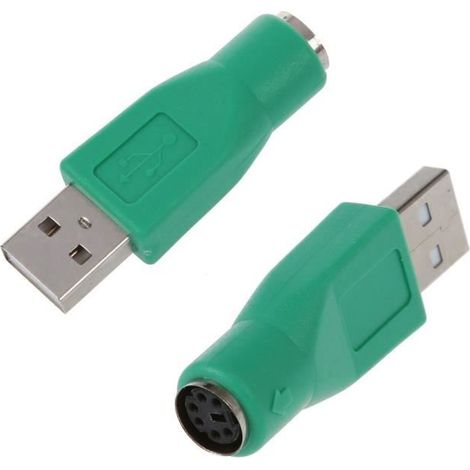 Adaptateur Convertisseur PS/2 Femelle vers USB Male pour Clavier et Souris - Vert - Lot de 2-Ywey (1/4)