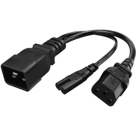Câble adaptateur d'extension d'alimentation secteur IEC320 C20 vers IEC320 C7+C13 femelle de 30 cm (1/5)