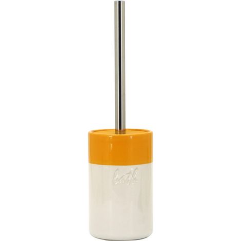 Portascopino in ceramica giallo/bianco - serie Bath (1/3)
