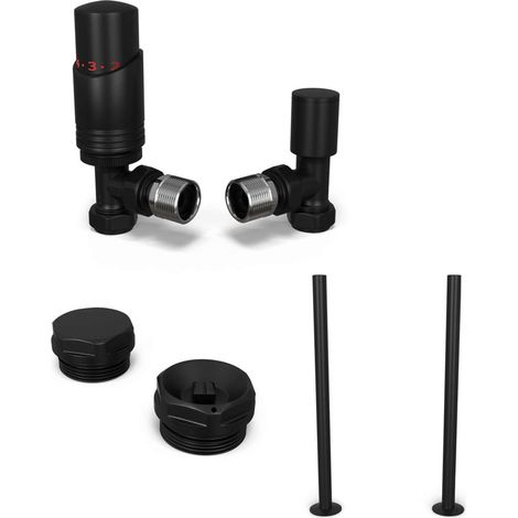 Talus Bold - Thermostatic Radiator Valve & Installation Kit - Black Angled 15mm
