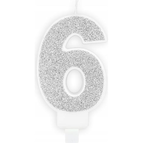 Candela numero 6 argento, 1 pz. (1/3)