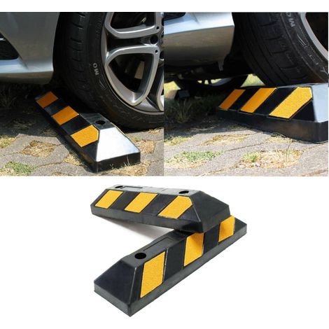2 cales butées stop roues avec deflecteurs - 55 cm