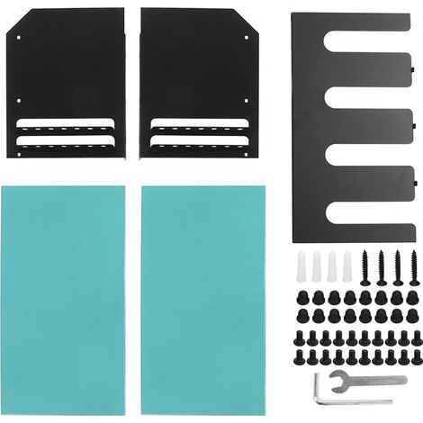 Support mural perforé 4 compartiments pour perceuses, structure en fer, bleu, rangement compact multifonction pour atelier et entrepôt (1/5)