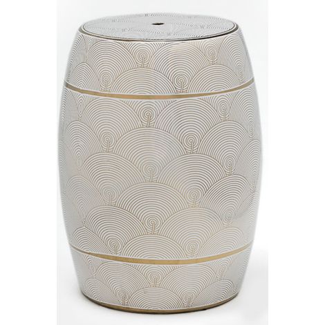 Tabouret bas rond céramique blanc D 32cm