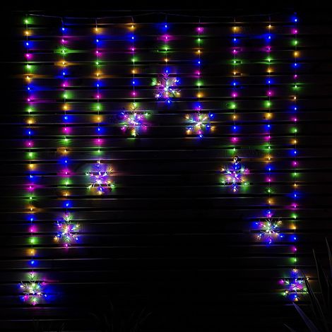 1.2m Multi Colour LED Snowflake Curtain Lights Christmas Decorations (1/5)