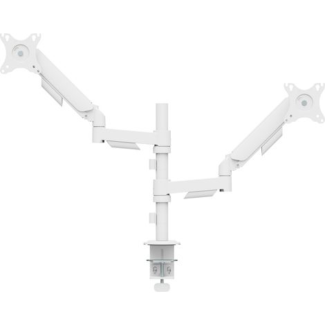 Support écran PC à ressort mécanique 2 écrans PC 17"-32" avec mât, Blanc