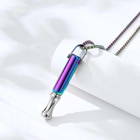 Collier d'aromathérapie aux reflets irisés sept couleurs, fonction de double expiration et pendentif remplaçable en acier titane améliorant l'humeur, comprenant un ensemble d'accessoires avec rempliss (1/4)