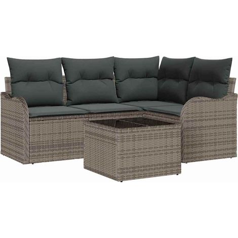 Maison Exclusive - Set Divano da Giardino Grigio polyrattan