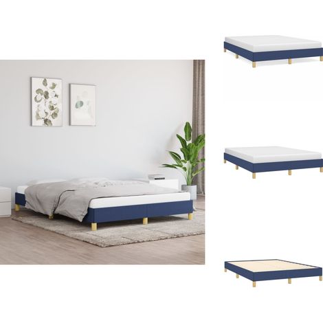 Bettgestell ohne Matratze Blau 140x200 cm Stoff - Bettrahmen - Doppelbett - Blau - Holzrahmen - Lattenrost (1/5)