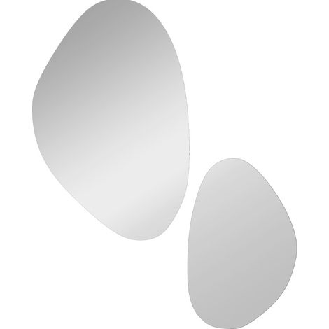 Set de 2 miroirs muraux forme galet avec cadre métal noir, 70 x 46 cm et 49,5 x 31 cm (1/5)