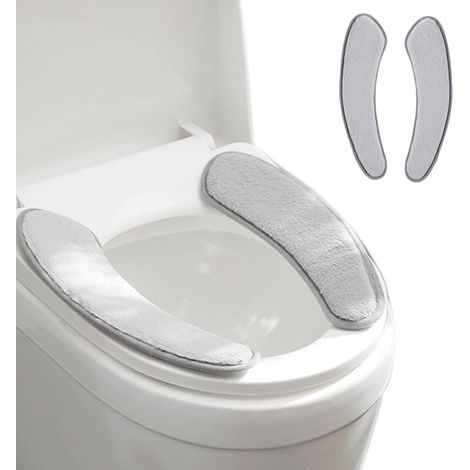 1 Paar dicke, warme Toilettensitzbezüge - Waschbare und wiederverwendbare Matte für den Winter - TPR-Rücken mit Klebefläche (Grau) (1/5)